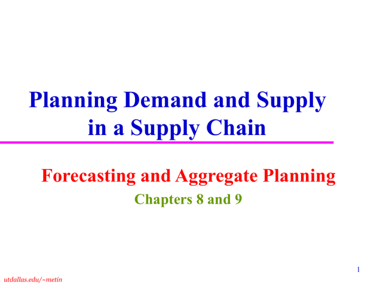 Forecasting And Aggregate Planning