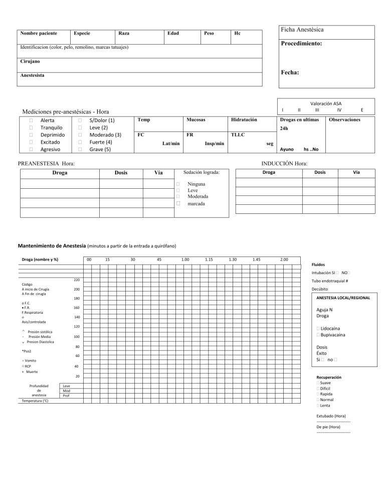 Ficha Anestesica