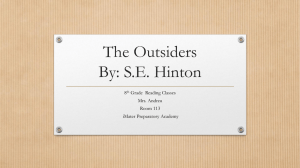 The Outsiders By: S.E. Hinton