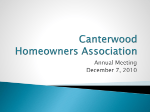 Canterwood HOA Annual Meeting 2010: Presentation