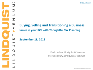 TAX ISSUES in Selecting Optimal Deal Structure