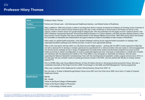 Professor Hilary Thomas - Healthcare Businesswomen`s Association