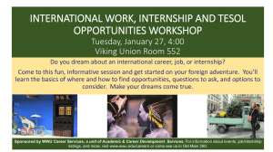 INTERNATIONAL WORK, INTERNSHIP AND TESOL