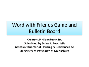 Words with Friends Bulletin Board Idea for Residence Halls