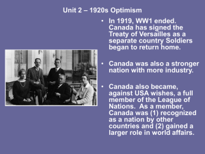 Canada in the 1920s: Optimism and the Great Crash