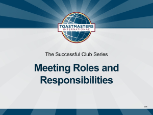 Toastmasters Meeting Roles & Responsibilities Presentation
