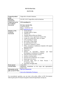 PEFCR Pilot Fiche OLIVE OIL Proposed product group