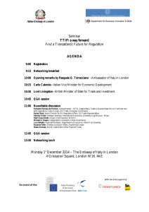 Seminar TTIP: a way forward Find a Transatlantic Future for