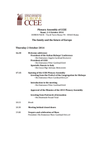 Plenary Assembly of CCEE The family and the future of Europe
