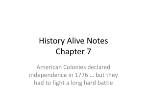 American Revolution Notes: Strengths, Battles, Treaty of Paris