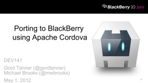 Porting to BlackBerry using Apache Cordova