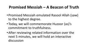 Truthfulness in Islam: Promised Messiah's Example