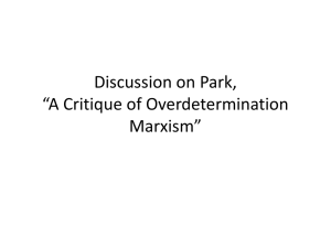 Discussion on Park, “A Critique of Overdetermination Marxism”