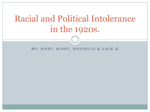 Racial and Political Intolerance in the 1920s.
