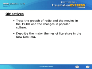 1930s Culture: Radio, Movies, and New Deal Art
