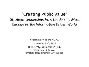 Creating Public Value Strategic Management in State Government