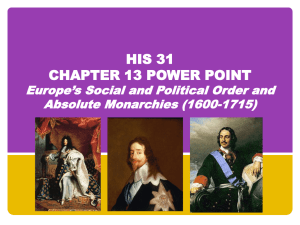 Europe's Absolute Monarchies: Social & Political Order (1600-1715)
