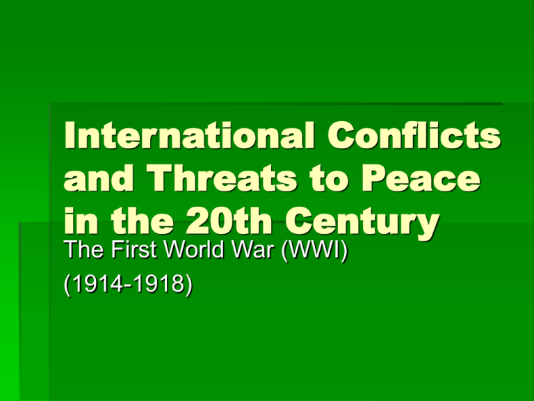 international relations and events leading to first world war