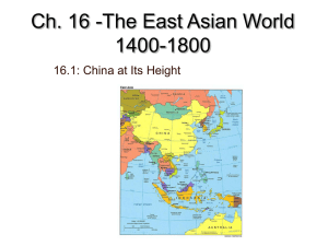 East Asia: China's Ming & Qing Dynasties (1400-1800)