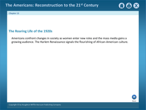 Roaring 20s: American Life, Women, Harlem Renaissance