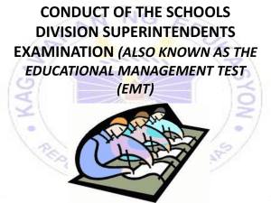 Schools Division Superintendents Exam (EMT) Guidelines