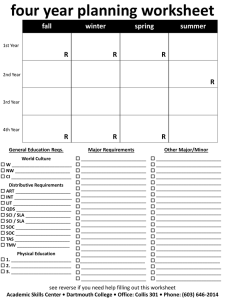 Four Year College Planning Worksheet