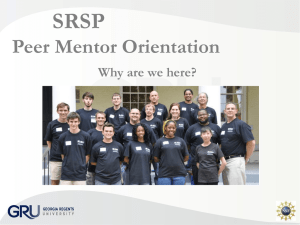 SRSP Peer Mentor Orientation: A Guide for Student Mentors