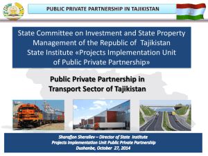 PPP in Tajikistan Transport Sector: Projects & Mechanisms
