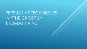 Persuasive Techniques in *The Crisis* by Thomas paine