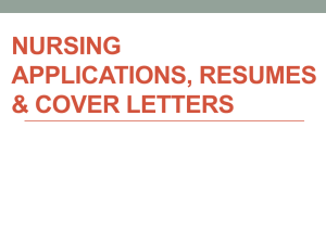 "Nursing Resumes, Applications and Cover Letters" PPT