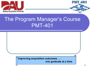 PMT-401 Brief – Industry - National Defense Industrial Association