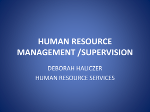 HUMAN RESOURCE MANAGEMENT /SUPERVISION