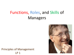 Manager Functions, Roles, Skills: Principles of Management