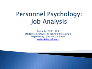 Job Analysis in Personnel Psychology: A Guide