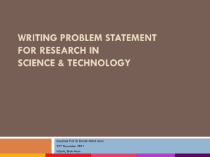 Writing Problem Statements in Science & Technology Research