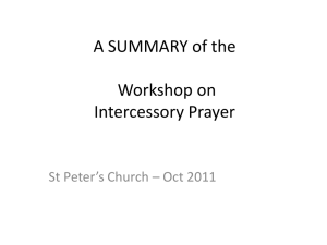 Intercessory Prayer Workshop Summary - St Peter's Church