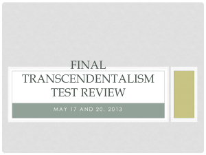 Transcendentalism Test Review: Emerson & Thoreau