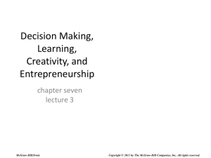 Decision Making, Learning, Creativity & Entrepreneurship