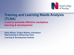 Training & Learning Needs Analysis (TLNA) Presentation