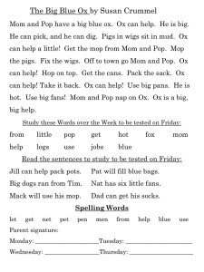 Big Blue Ox Reading & Spelling Worksheet for Elementary School