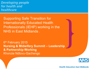 Supporting Safe Transition for Internationally Educated Health