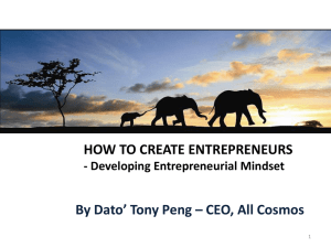 Creating Entrepreneurs: Mindset & Skills