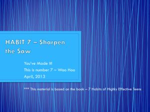 Habit 7: Sharpen the Saw - Teen Self-Improvement
