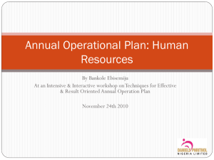 Human Resources Operational Plan: Skills & Capacity