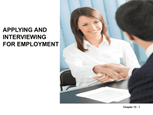 Applying & Interviewing for Employment: Presentation