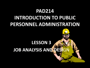 Job Analysis & Design: Public Personnel Admin Lecture