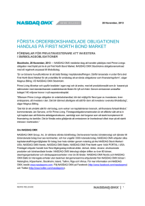 första orderbokshandlade obligationen handlas på