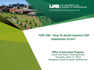 OSP 106 How To Avoid Common OSP Submission Errors