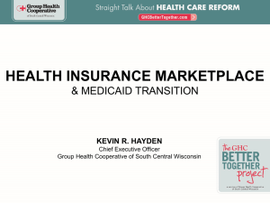 HEALTH INSURANCE MARKETPLACE & Medicaid transition
