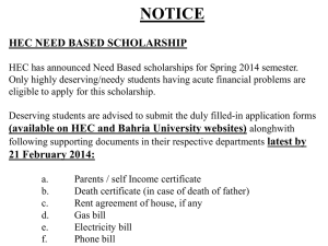 Notice Hec need based scholarship Hec has announced Need